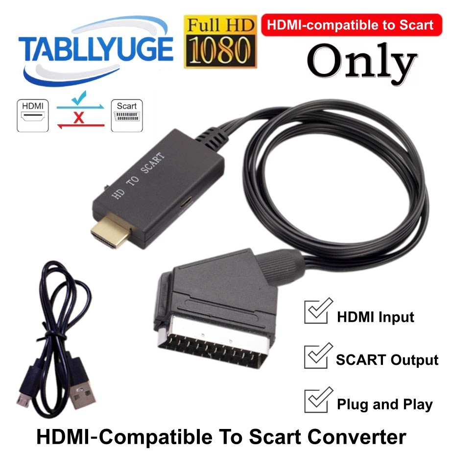 Scart To Hdmi - HDMI対応SCART変換ケーブル HDMI対応入力からSCART出力へのアダプター HDTV、DVD、PC、プロジェクター用 プラグアンドプレイ