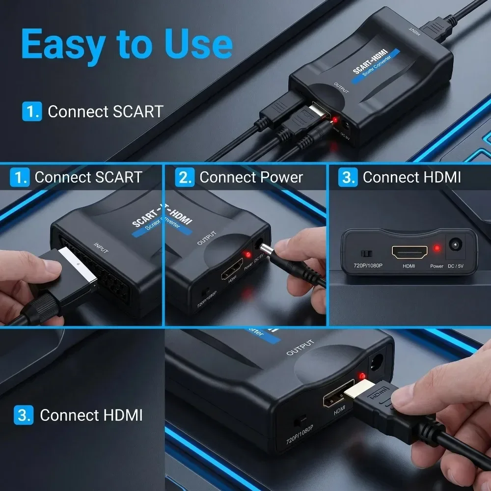 SCART-HDMI変換アダプター。1080Pの高画質映像と - Scart To Hdmi のレビューと価格